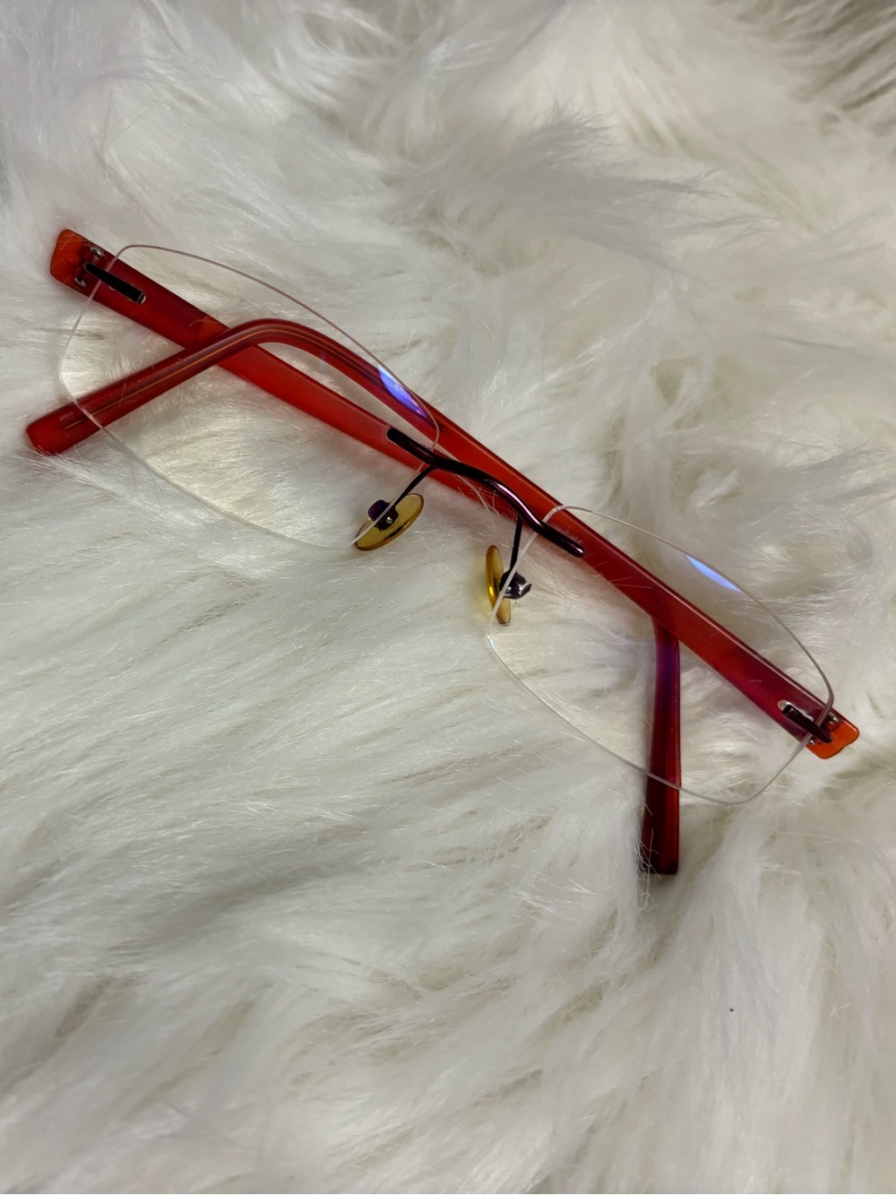 Rimless‎ Red Temple Reading Glasses